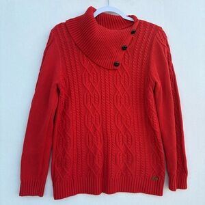 Bass Womens cable-knit Long Sleeve Cowl Neck Sweater Size Medium